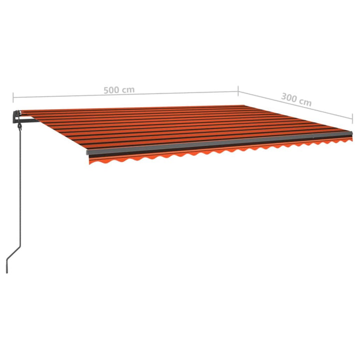 Copertină Retractabilă Manual, Cu Led, Portocaliu&Maro,