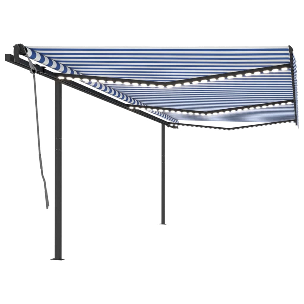 Copertină Retractabilă Manual, Cu Led, Portocaliu&Maro,