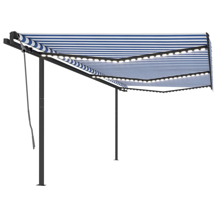 Copertină Retractabilă Manual, Cu Led, Portocaliu&Maro,