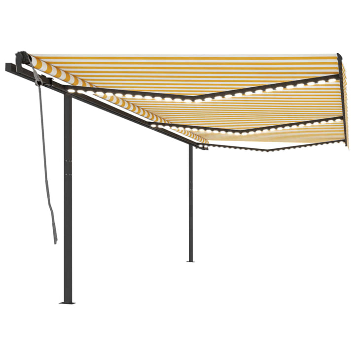 Copertină Retractabilă Manual, Cu Led, Portocaliu&Maro,