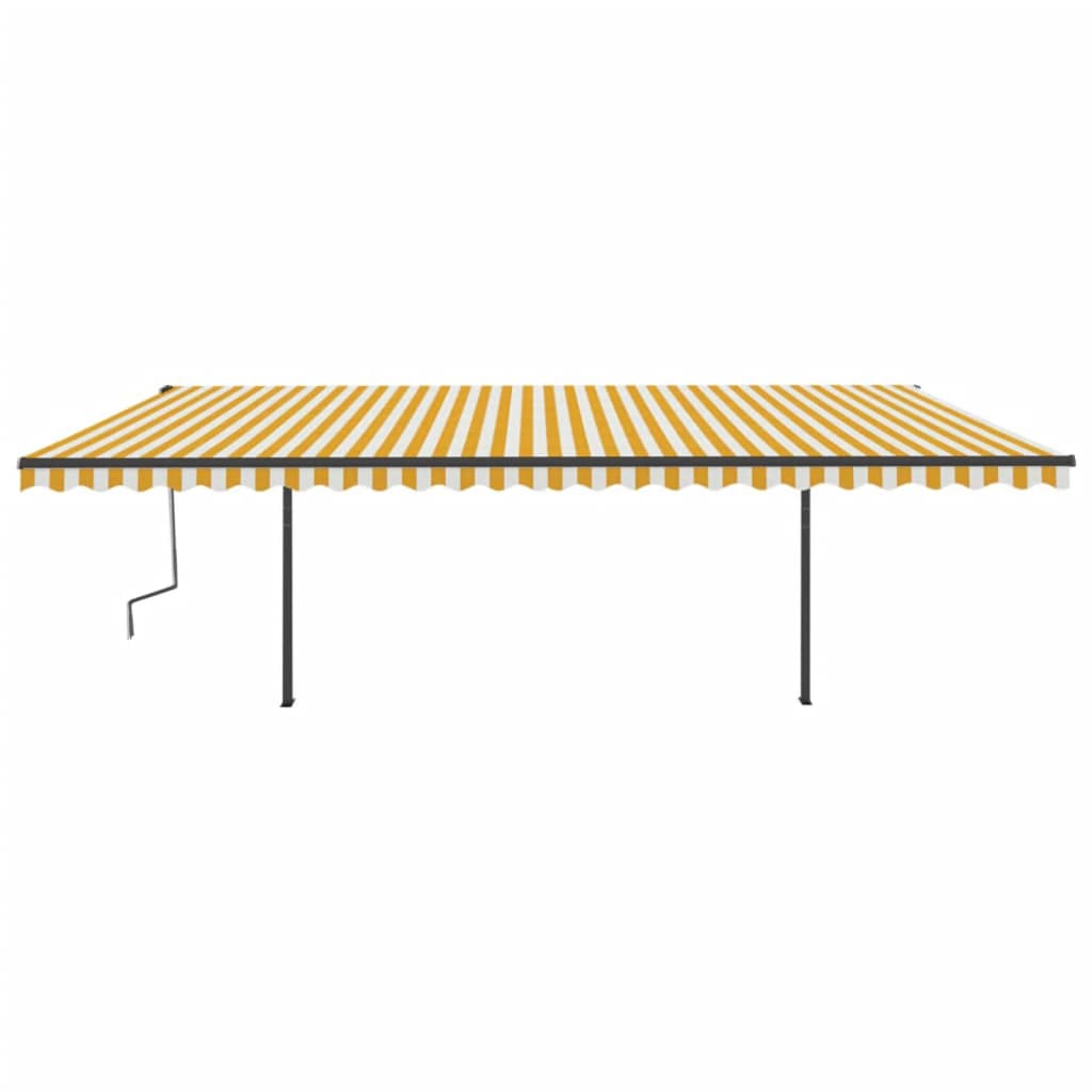 Copertină Retractabilă Manual Cu Led, Galben & Alb,