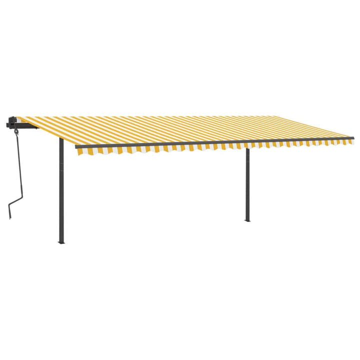 Copertină Retractabilă Manual Cu Led, Galben & Alb,