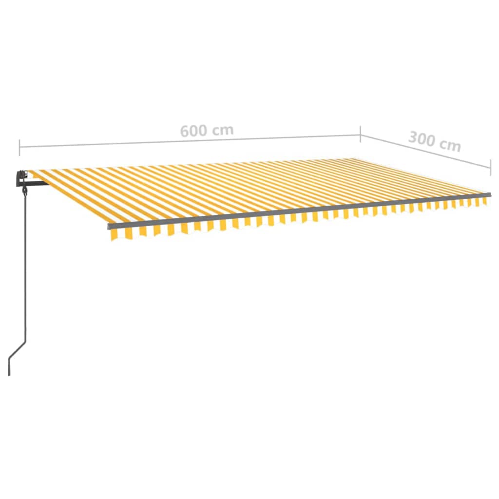 Copertină Retractabilă Manual Cu Led, Galben & Alb,