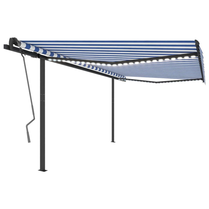 Copertină Retractabilă Manual, Cu Led, Portocaliu&Maro,