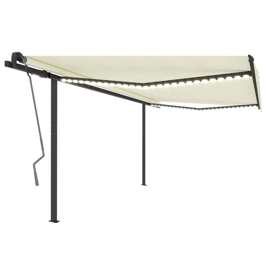 Copertină Retractabilă Manual, Cu Led, Portocaliu&Maro,