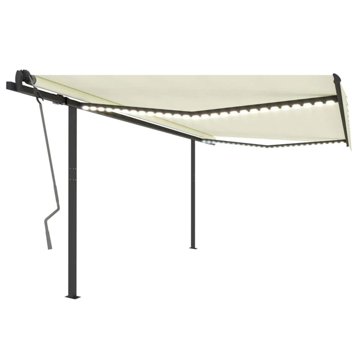Copertină Retractabilă Manual, Cu Led, Portocaliu&Maro,
