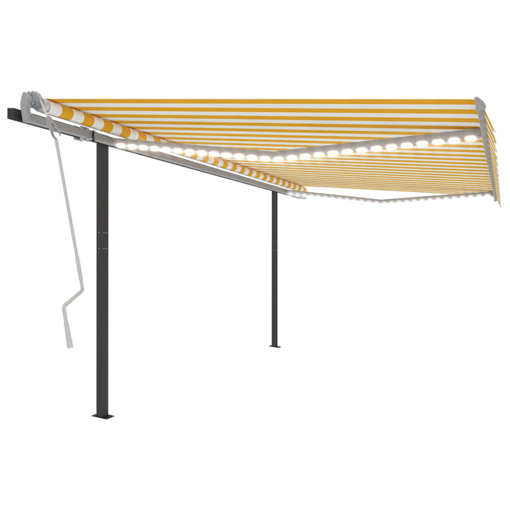 Copertină Retractabilă Manual, Cu Led, Portocaliu&Maro,
