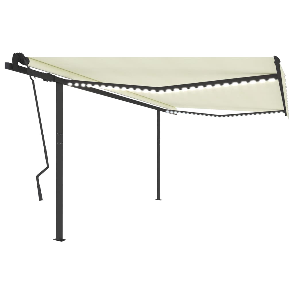 Copertină Retractabilă Manual, Cu Led, Portocaliu&Maro,