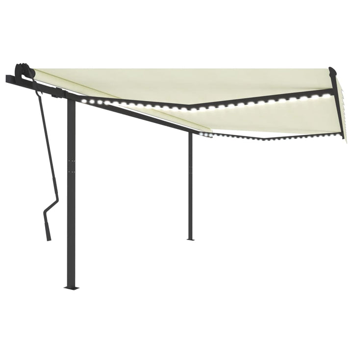 Copertină Retractabilă Manual, Cu Led, Portocaliu&Maro,