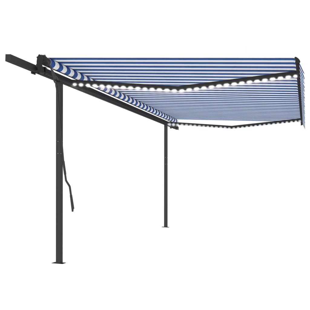 Copertină Retractabilă Manual, Cu Led, Portocaliu&Maro,