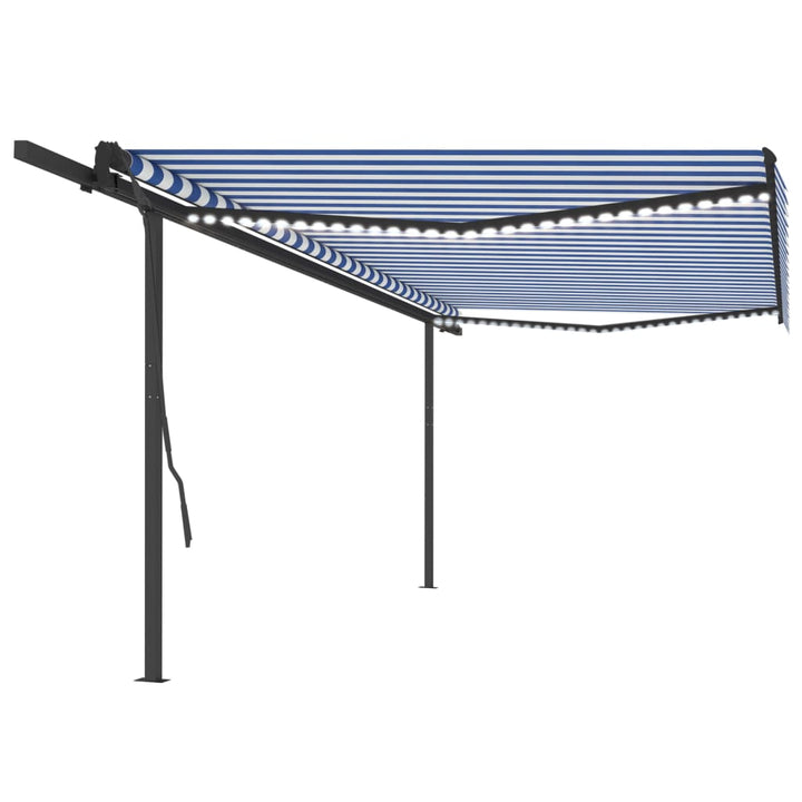 Copertină Retractabilă Manual, Cu Led, Portocaliu&Maro,
