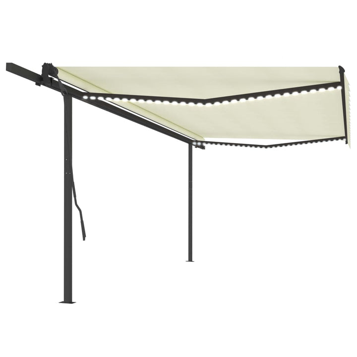 Copertină Retractabilă Manual, Cu Led, Portocaliu&Maro,