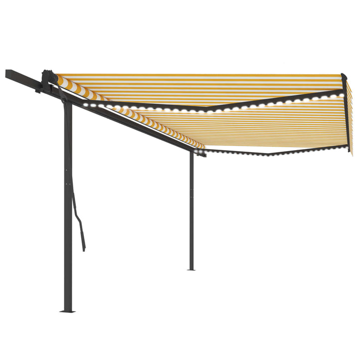Copertină Retractabilă Manual, Cu Led, Portocaliu&Maro,