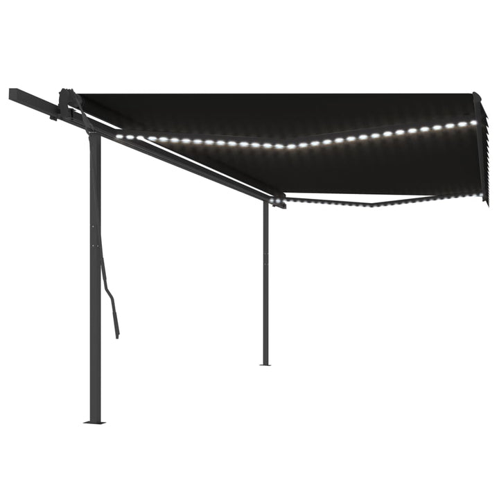 Copertină Retractabilă Manual, Cu Led, Portocaliu&Maro,