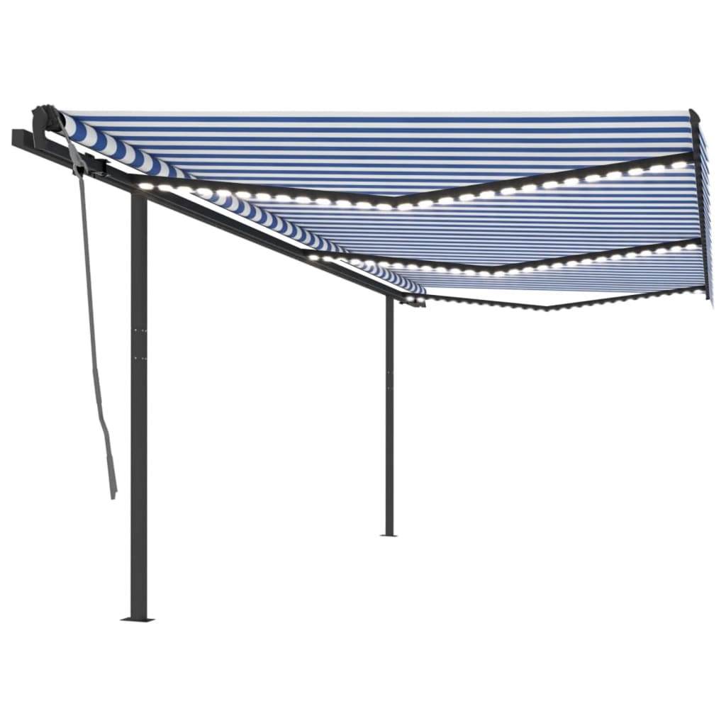 Copertină Retractabilă Manual, Cu Led, Portocaliu&Maro,