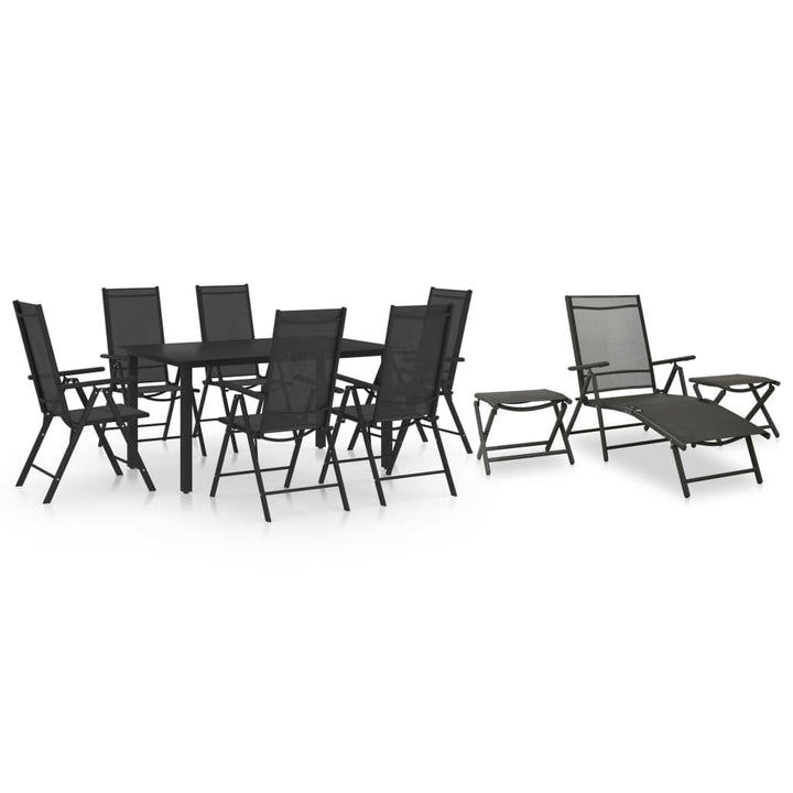 Set Mobilier De Grădină, 10 Piese, Negru Și