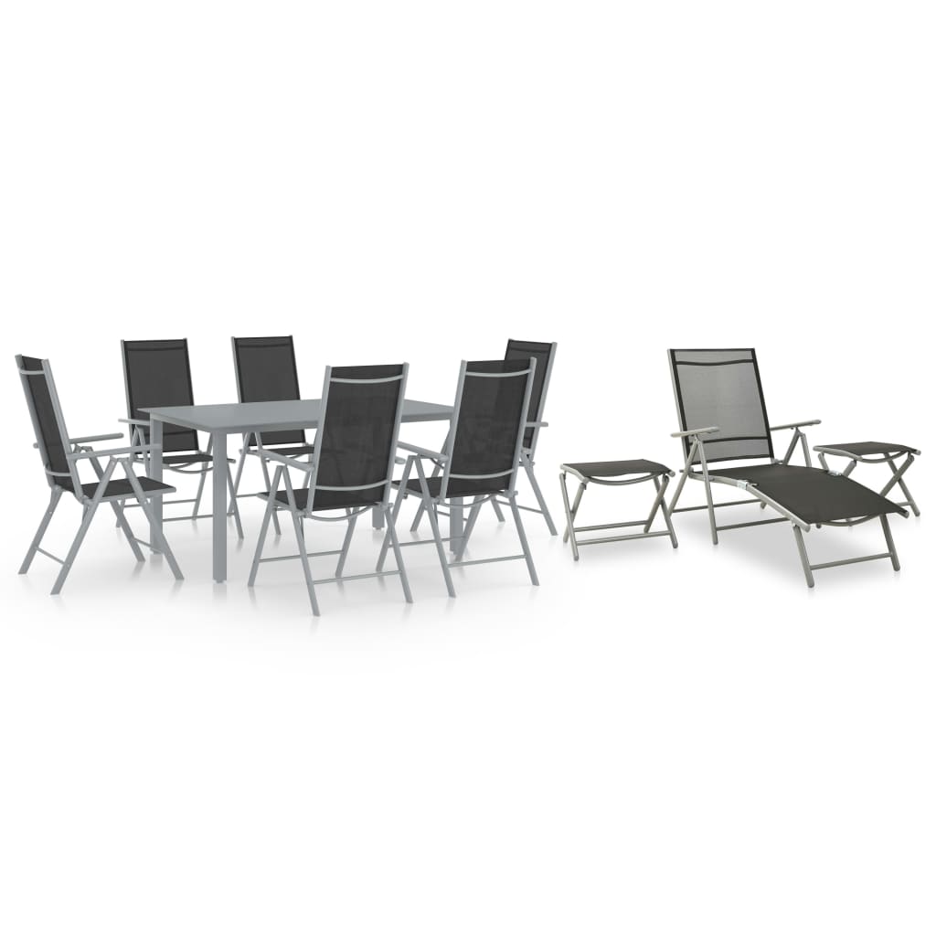Set Mobilier De Grădină, 10 Piese, Negru Și