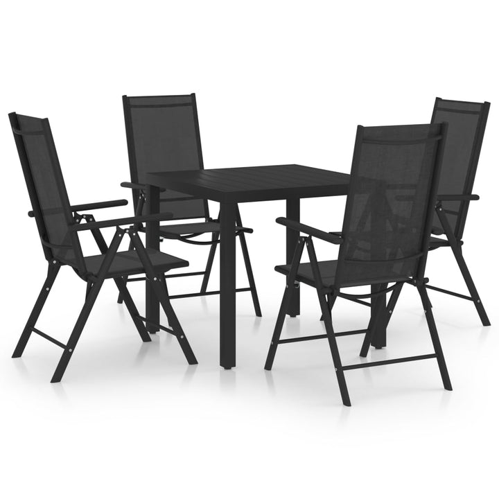 Set Mobilier Pentru Grădină, 7 Piese, Negru, Aluminiu