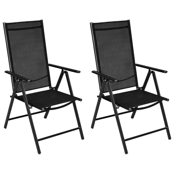 Set Mobilier Bistro, 3 Piese, Negru, Aluminiu Și Textilenă