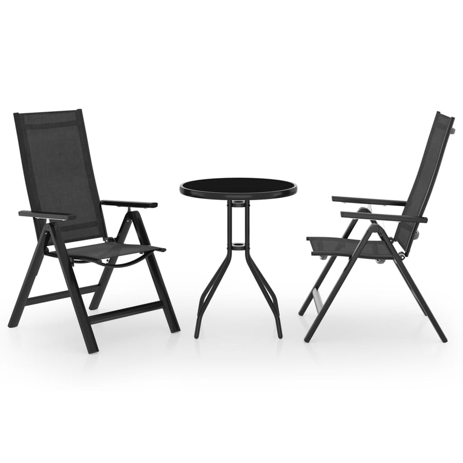 Set Mobilier Bistro, 3 Piese, Negru Și Antracit
