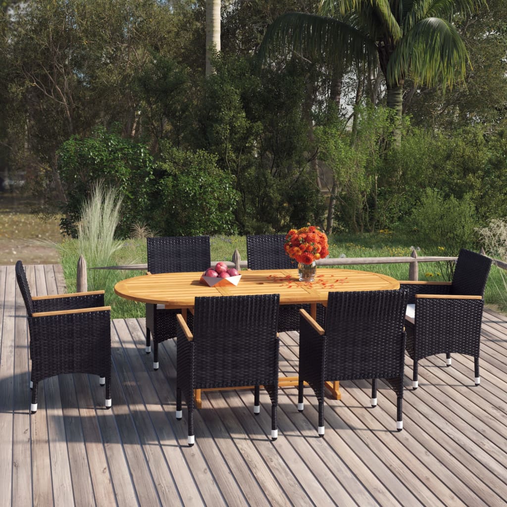 Set Mobilier De Grădină, 7 Piese, , Poliratan