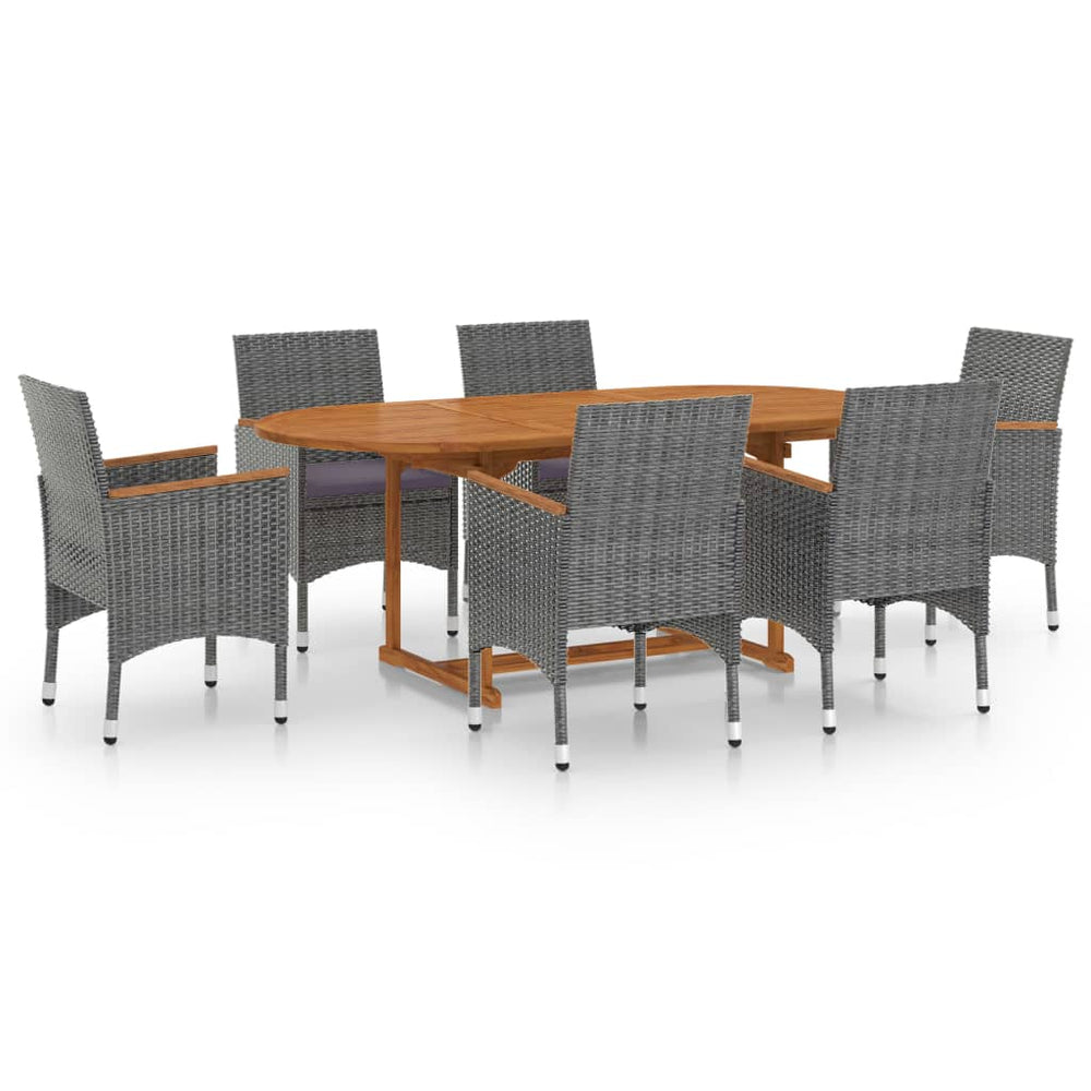 Set Mobilier De Grădină, 7 Piese, , Poliratan
