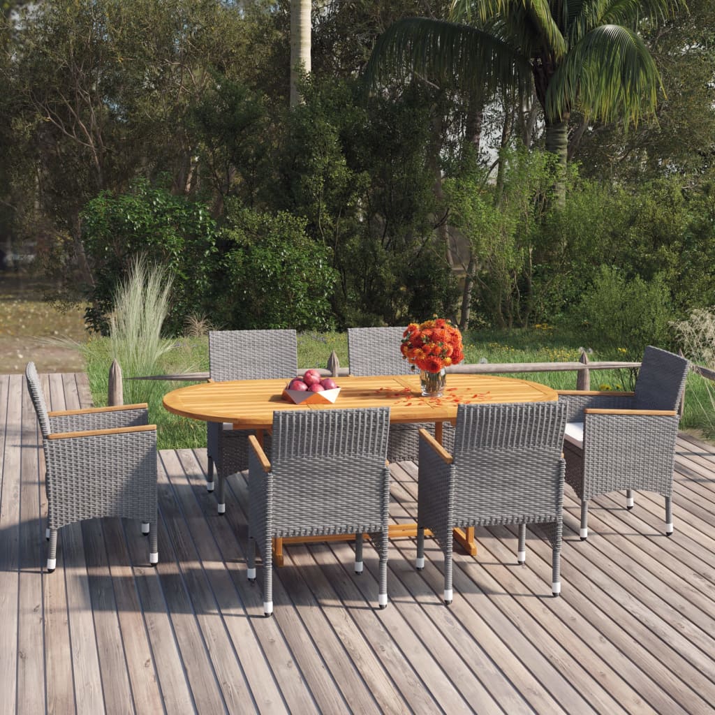 Set Mobilier De Grădină, 7 Piese, , Poliratan
