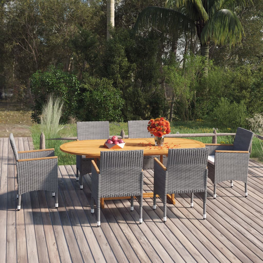 Set Mobilier De Grădină, 7 Piese, , Poliratan