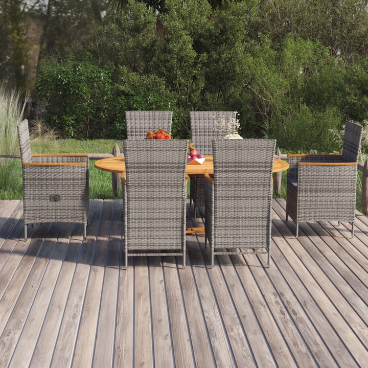 Set Mobilier De Grădină, 7 Piese, , Poliratan