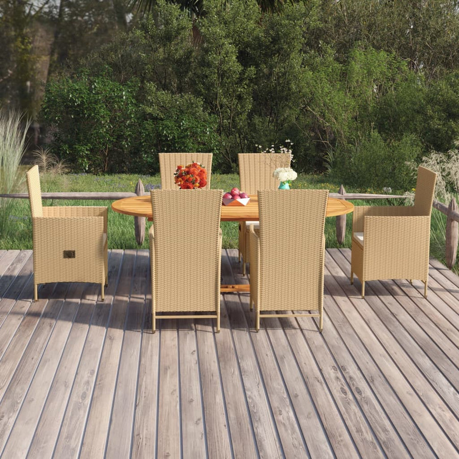 Set Mobilier De Grădină, 7 Piese, , Poliratan