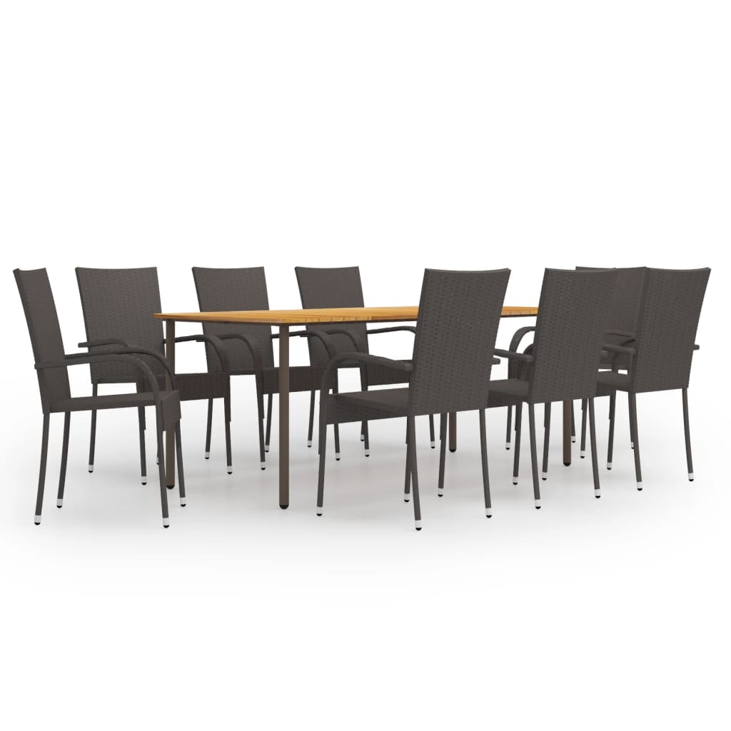 Set Mobilier De Grădină, 9 Piese, , Poliratan