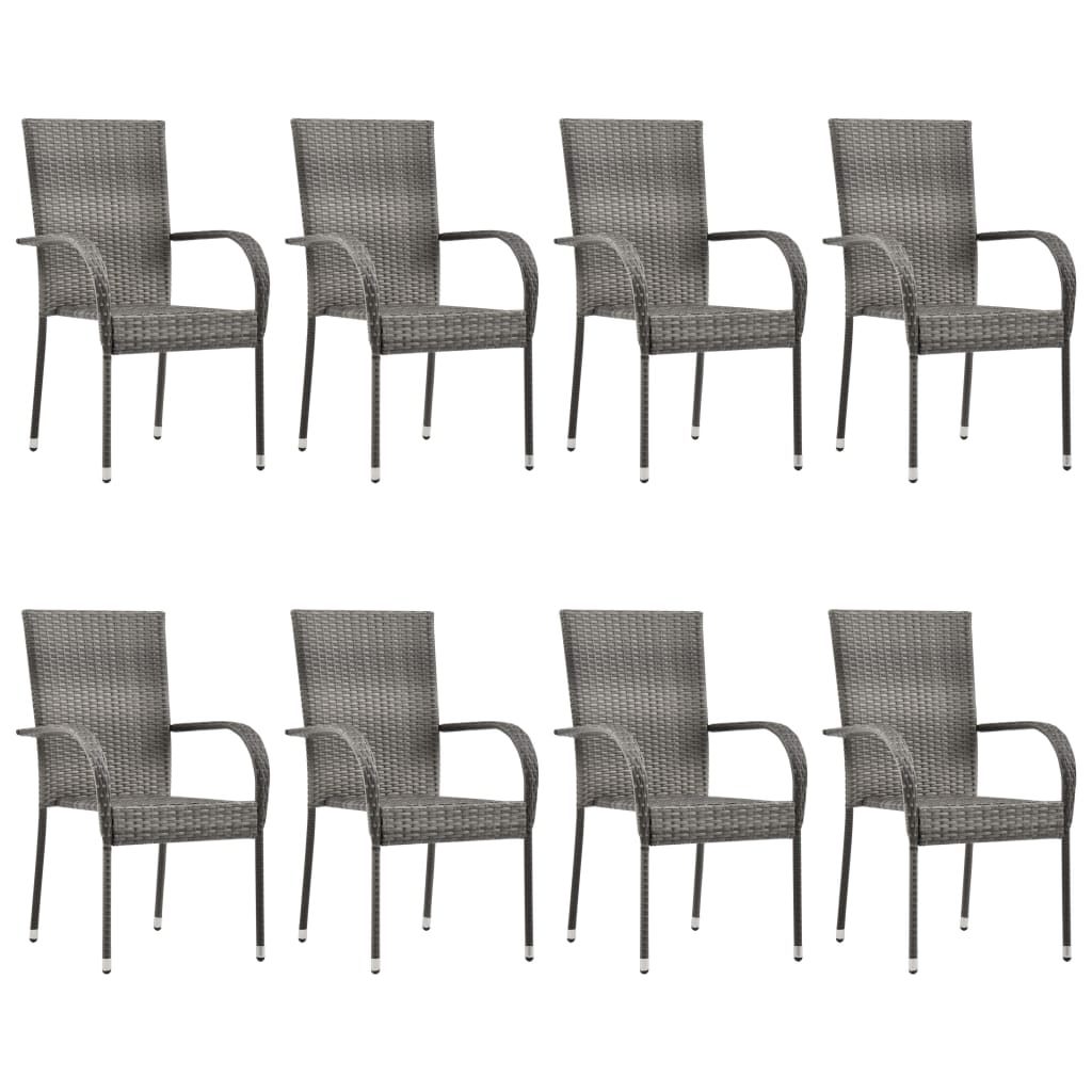 Set Mobilier De Grădină, 9 Piese, , Poliratan
