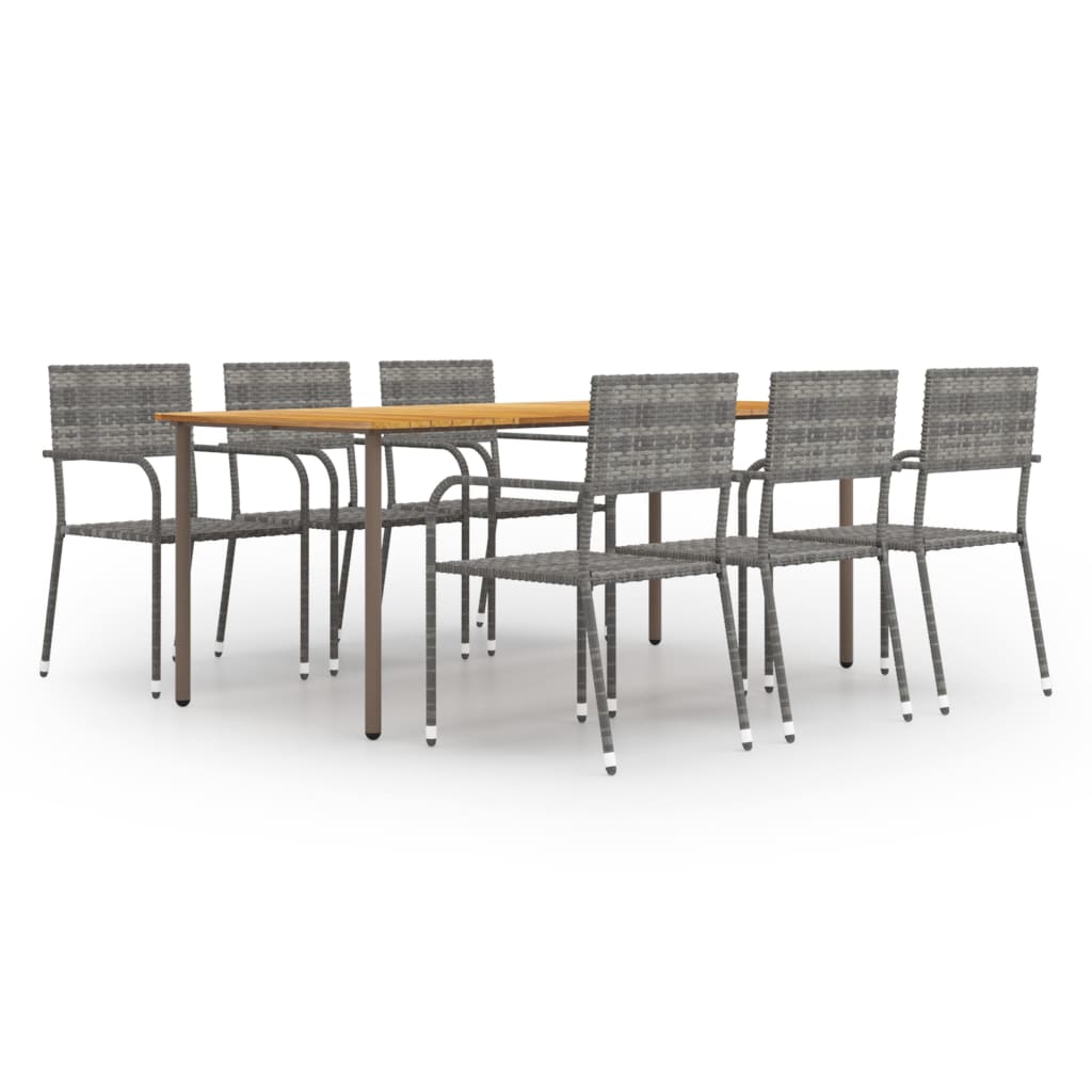 Set Mobilier De Grădină, 7 Piese, , Poliratan