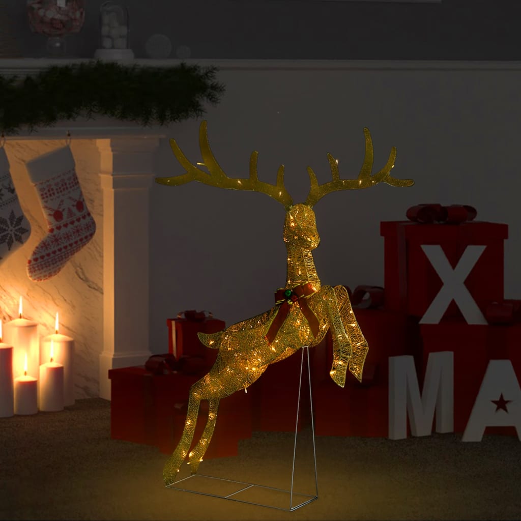 Decorațiune Ren Zburător De Crăciun 120 Led Rece& Argintiu
