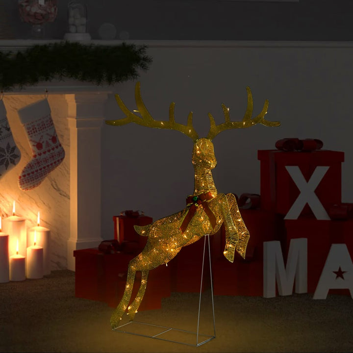 Decorațiune Ren Zburător De Crăciun 120 Led Rece& Argintiu