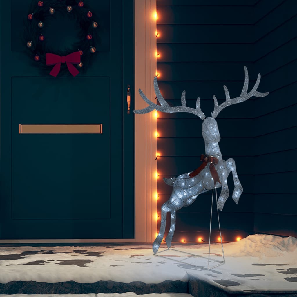Decorațiune Ren Zburător De Crăciun 120 Led Rece& Argintiu