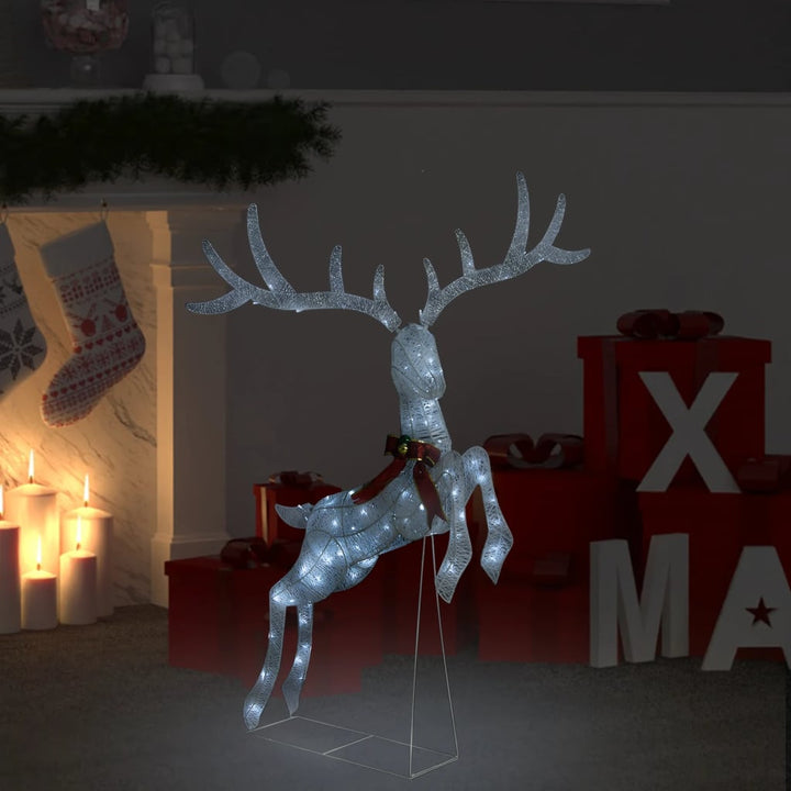 Decorațiune Ren Zburător De Crăciun 120 Led Rece& Argintiu