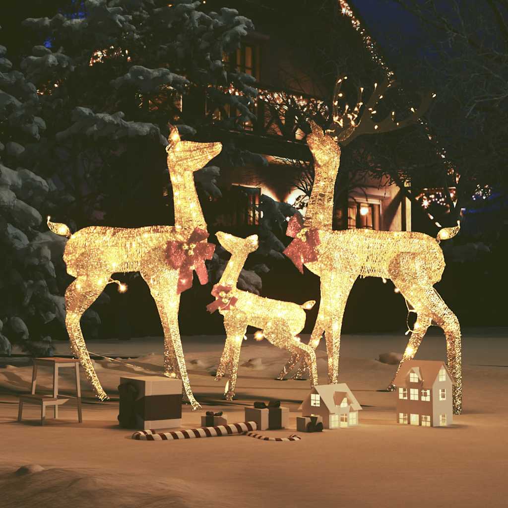 Decorațiune De Crăciun Familie Reni 300 Led-Uri Acril