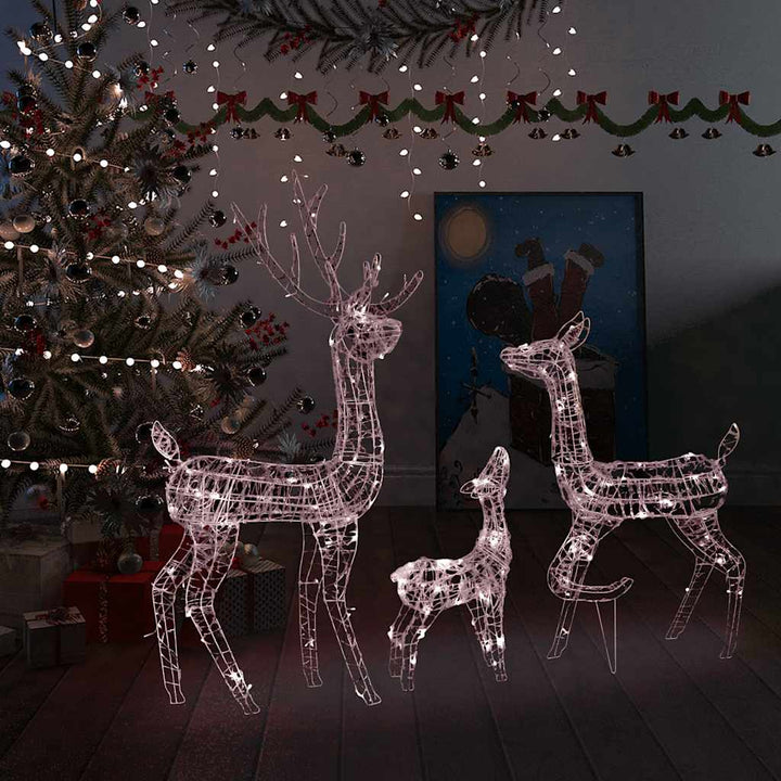 Decorațiune De Crăciun Familie Reni 300 Led-Uri Acril