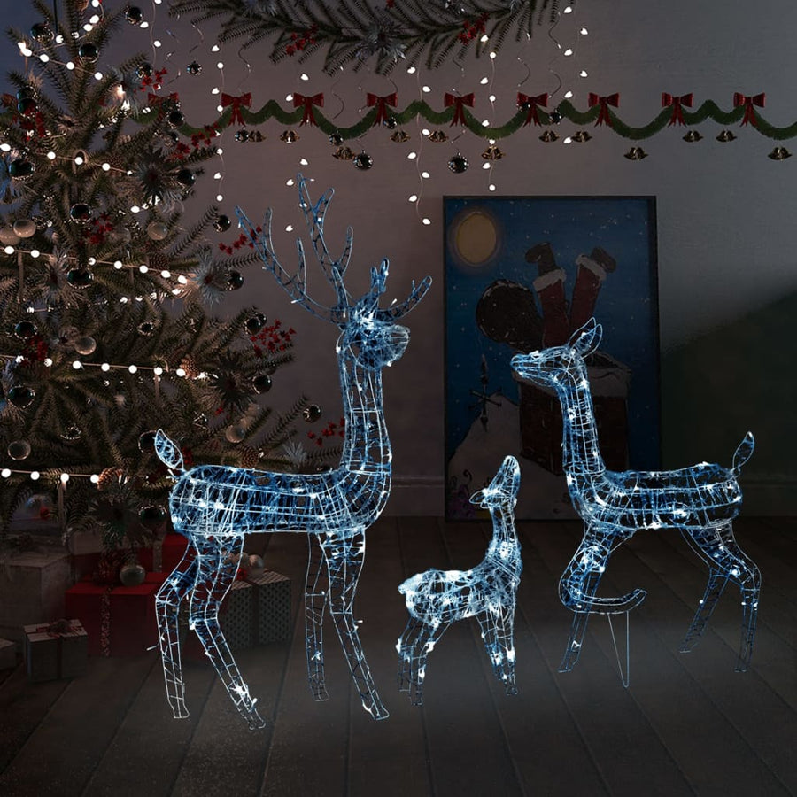 Decorațiune De Crăciun Familie Reni 300 Led-Uri Acril