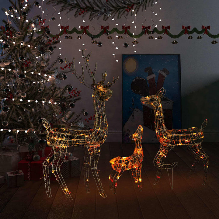 Decorațiune De Crăciun Familie Reni 300 Led-Uri Acril
