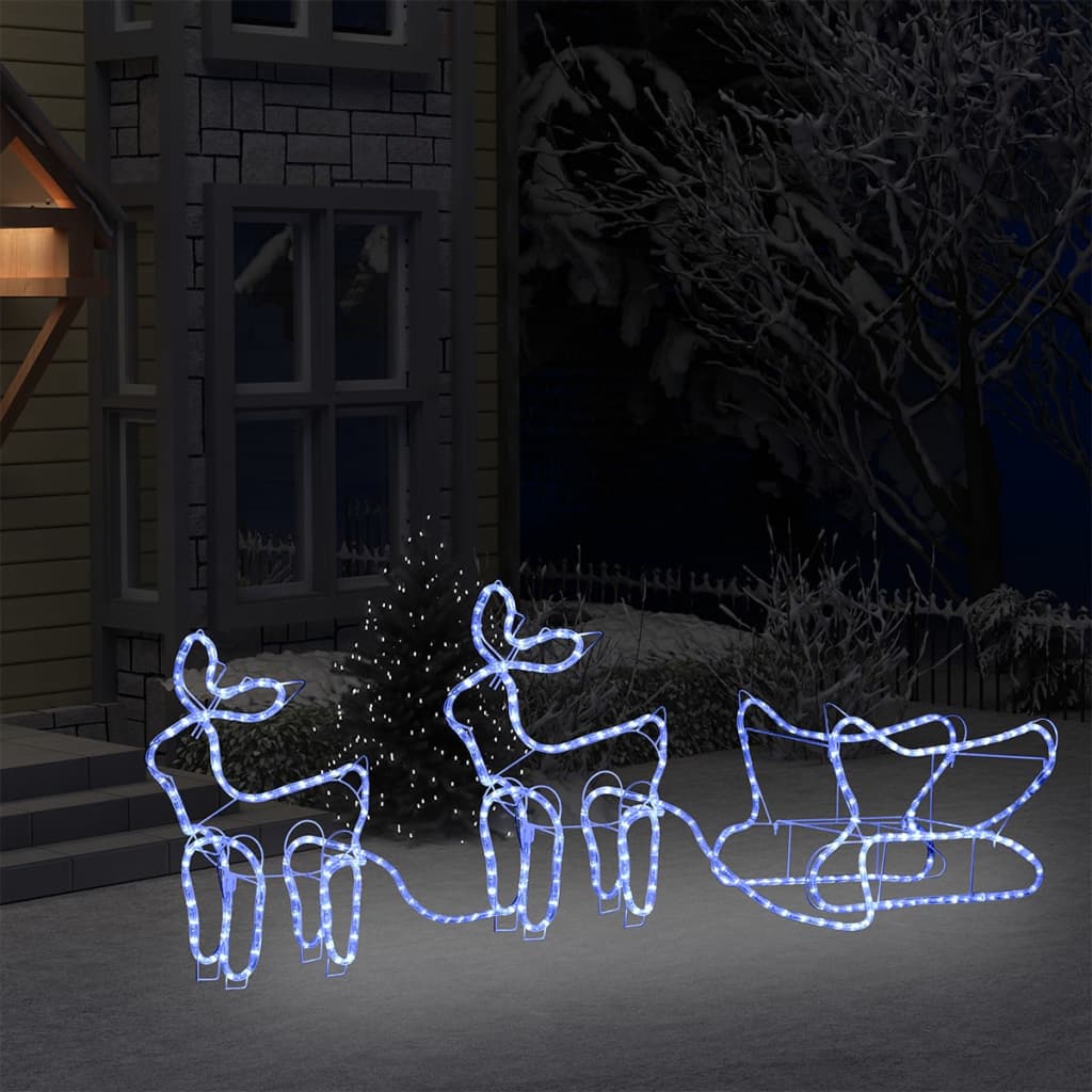 Decorațiune De Crăciun Cu Reni Și Sanie, 576 Led-Uri, Exterior