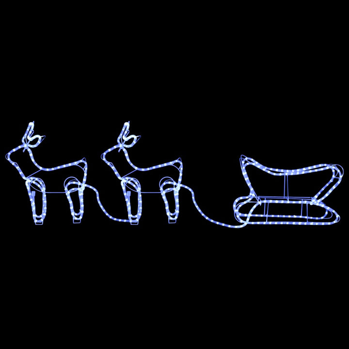 Decorațiune De Crăciun Cu Reni Și Sanie, 576 Led-Uri, Exterior