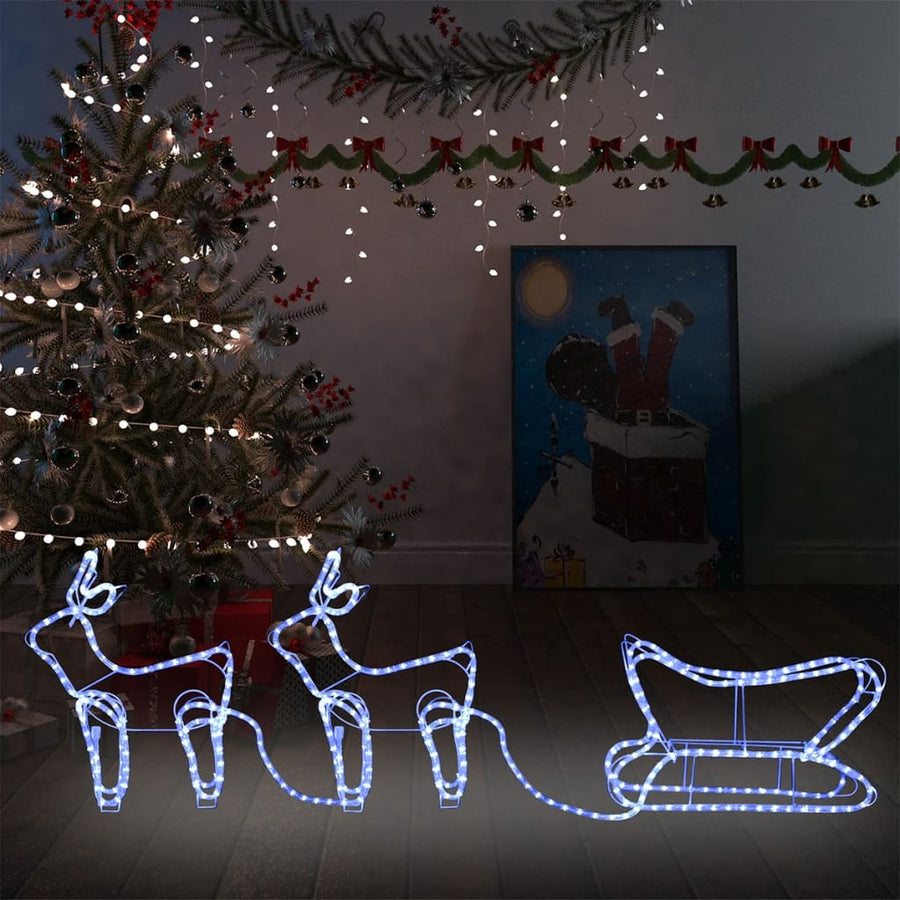 Decorațiune De Crăciun Cu Reni Și Sanie, 576 Led-Uri, Exterior