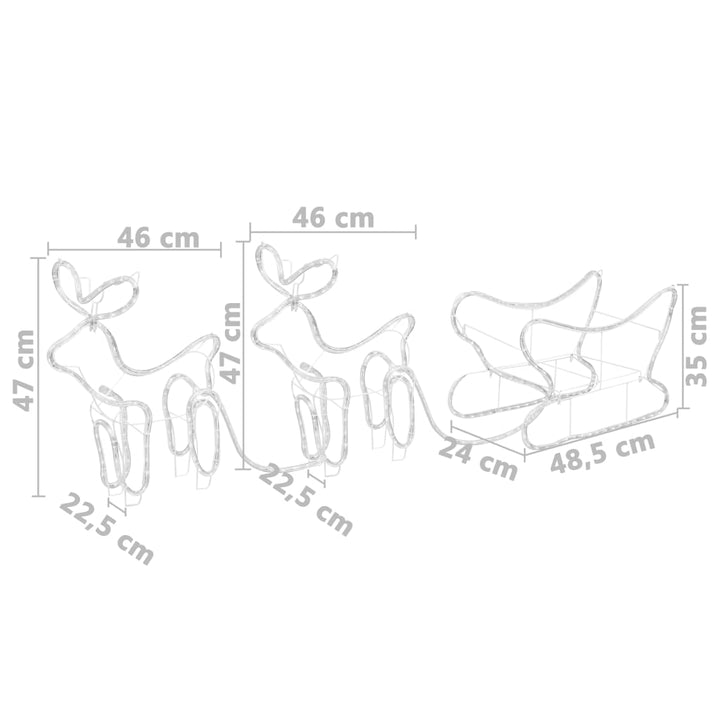 Decorațiune De Crăciun De Exterior, Cu Reni & Sanie, 576 Leduri