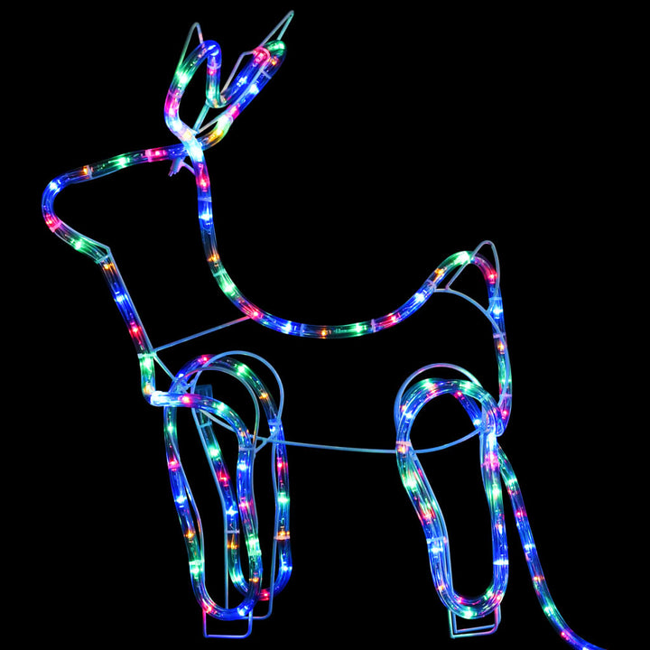 Decorațiune De Crăciun Cu Reni Și Sanie, 576 Led-Uri, Exterior