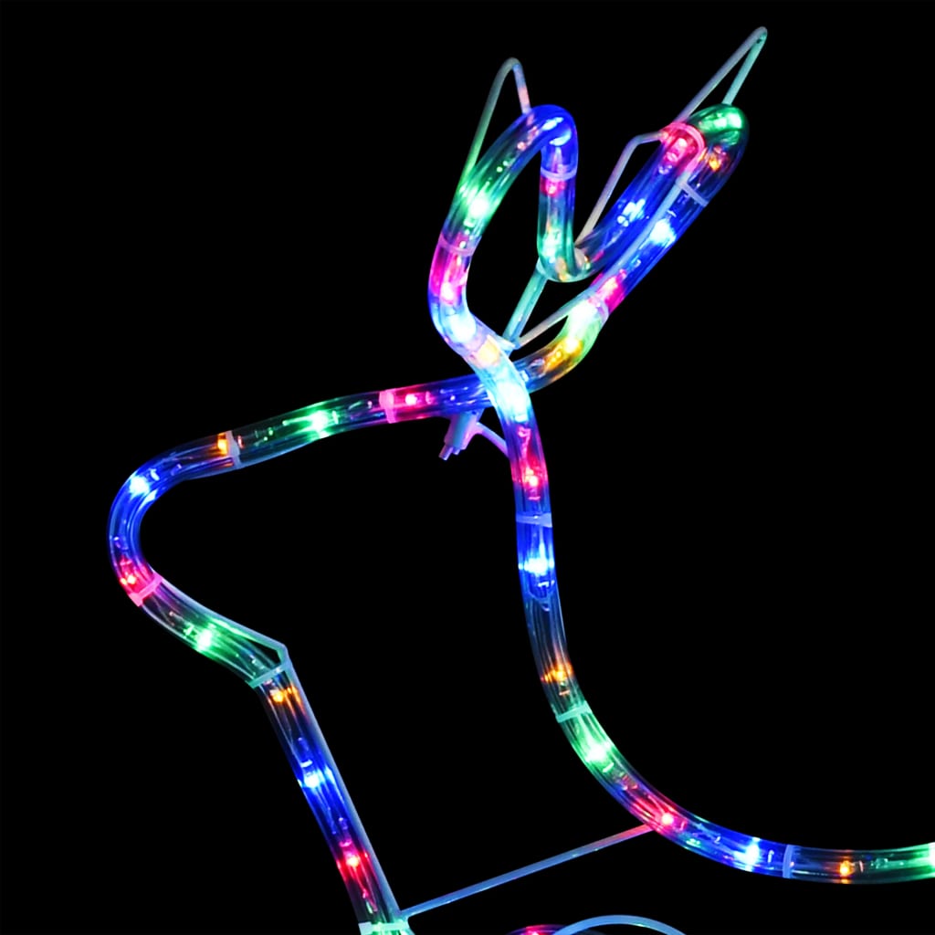 Decorațiune De Crăciun Cu Reni Și Sanie, 576 Led-Uri, Exterior