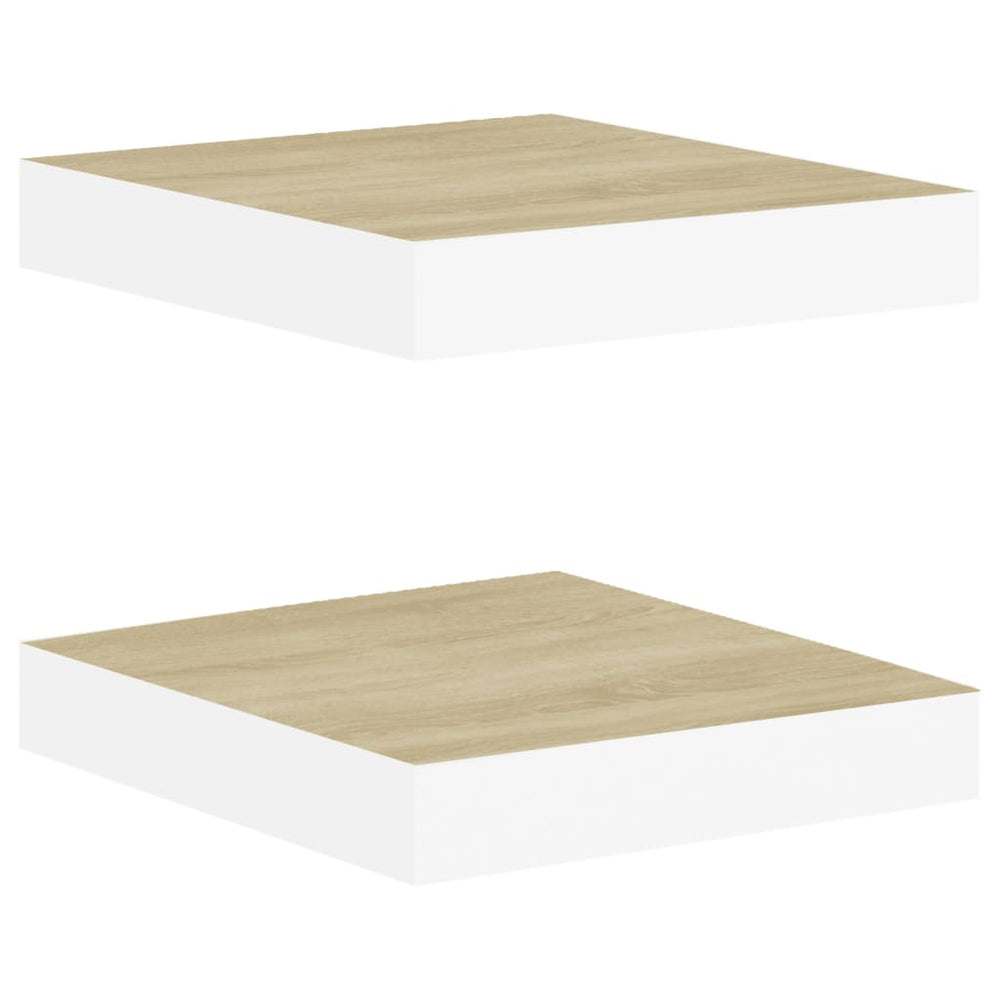 Rafturi Perete Suspendate 2 Buc. Alb/Stejar 23X23,5X3,8 Cm Mdf Culoarea Stejarului Și Alb