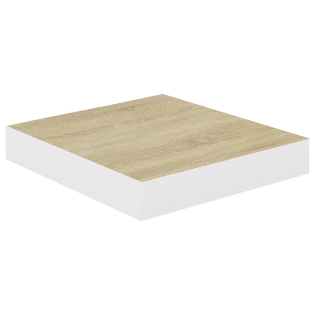 Rafturi Perete Suspendate 2 Buc. Alb/Stejar 23X23,5X3,8 Cm Mdf Culoarea Stejarului Și Alb