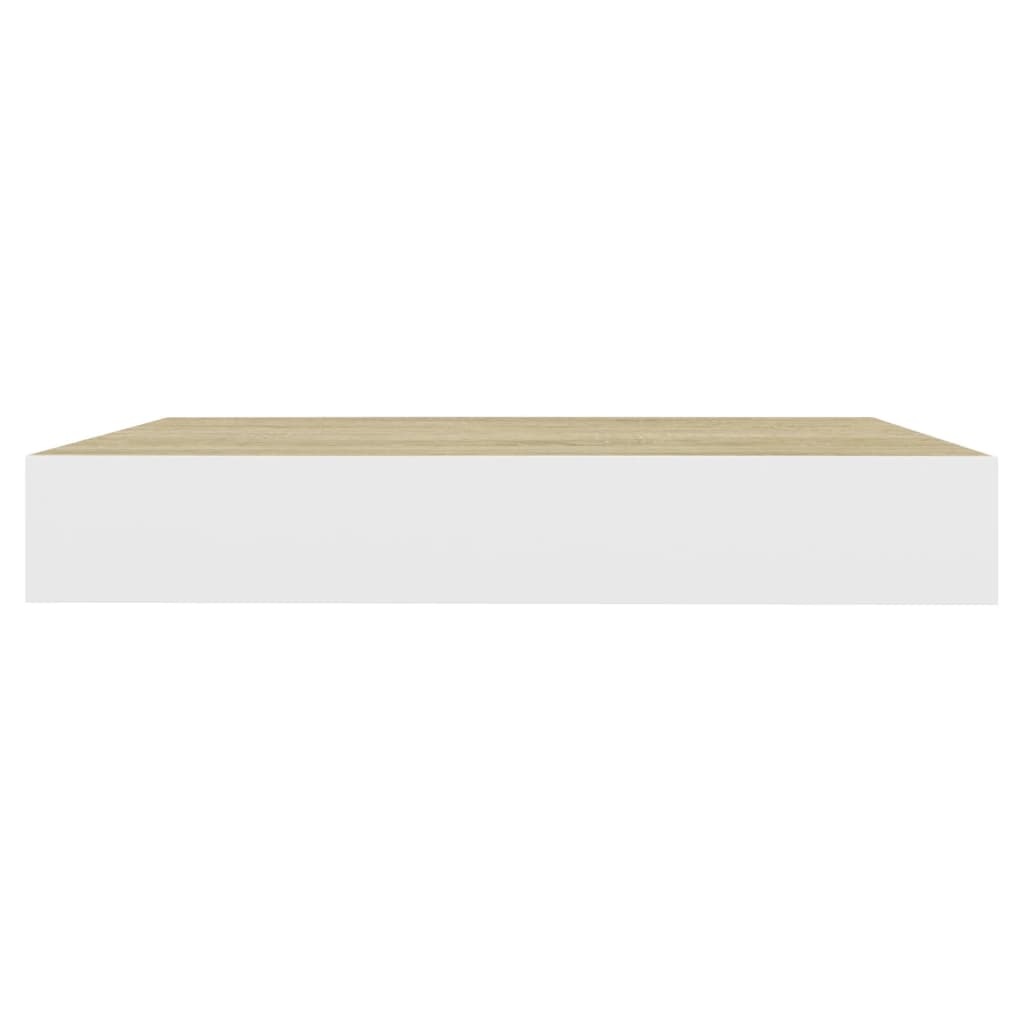 Rafturi Perete Suspendate 2 Buc. Alb/Stejar 23X23,5X3,8 Cm Mdf Culoarea Stejarului Și Alb